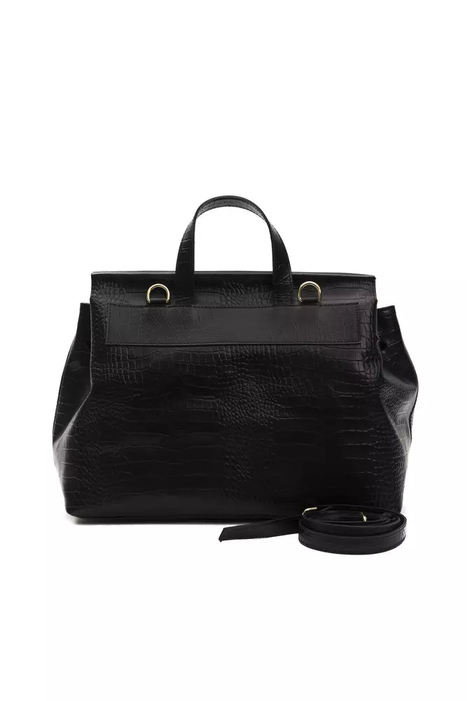 Pompei Donatella Black Leather Women's Shoulder Bag